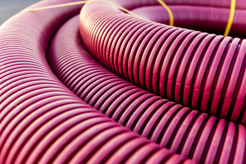 Detail of protective tubes to cover an underground electrical in